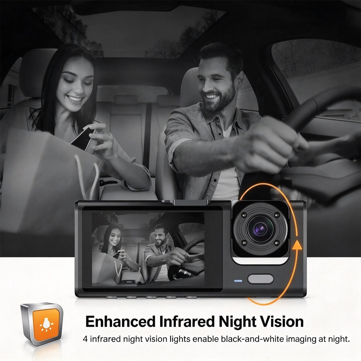 2‑Inch Screen WiFi Triple‑Channel Car Driving Recorder Front Inside Rear Lens 32G Memory Card HD Night Vision Parking Monitoring Mobile Sync, Must‑Have Auto Safety Device, Halloween Christmas Gift Option
