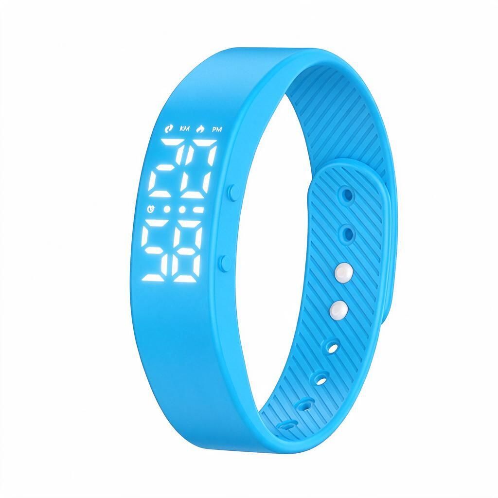 Halloween Gift Blue Digital Sports Wristband Watch 3 Independent Alarms Round Face Pedometer Kilometre Calorie Tracking USB Charge 1pc
