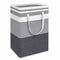 Foldable Fabric Laundry Basket Wide Black Grey Stripe 75L Large Capacity Hamper with Side Handles Home Gym