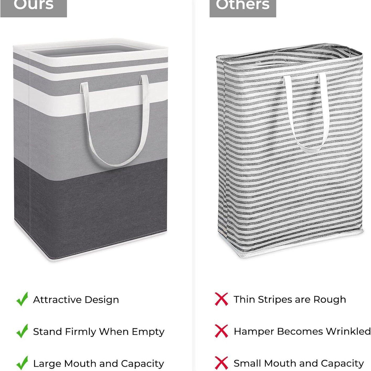 75L Quatrefoil Print Fabric Laundry Hamper Grey Lattice Tall Foldable Storage Bin for Bedroom Bathroom Clothes