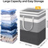75L Quatrefoil Print Fabric Laundry Hamper Grey Lattice Tall Foldable Storage Bin for Bedroom Bathroom Clothes