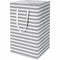 Pinstripe Grey White Fabric Laundry Hamper Tall 75L Clothes Storage Bin Foldable Organiser for Bedroom Laundry