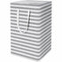 Pinstripe Grey White Fabric Laundry Hamper Tall 75L Clothes Storage Bin Foldable Organiser for Bedroom Laundry