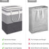 Collapsible Navy Blue Striped Clothes Hamper 75L Fabric Storage Bin Carry Handles Dorm Bedroom Laundry