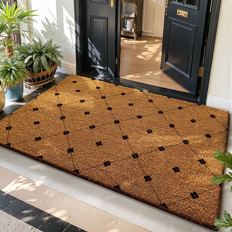 Diamond Lattice Quiet Greeting Door Mat 40x60cm Faux Coir Brown Entry Threshold Rug Halloween