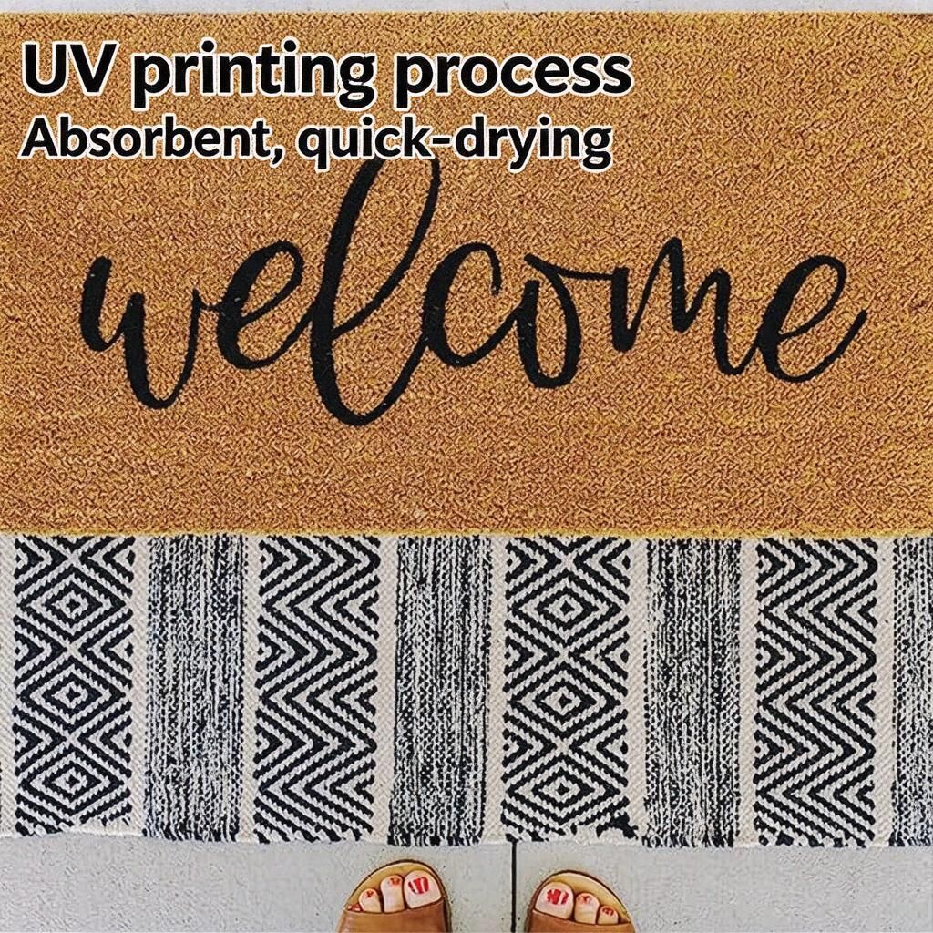 Diamond-Pattern Serene Greeting Entry Mat 50x80cm Faux Coir Shake-Clean Doorway Rug for Busy Households Halloween
