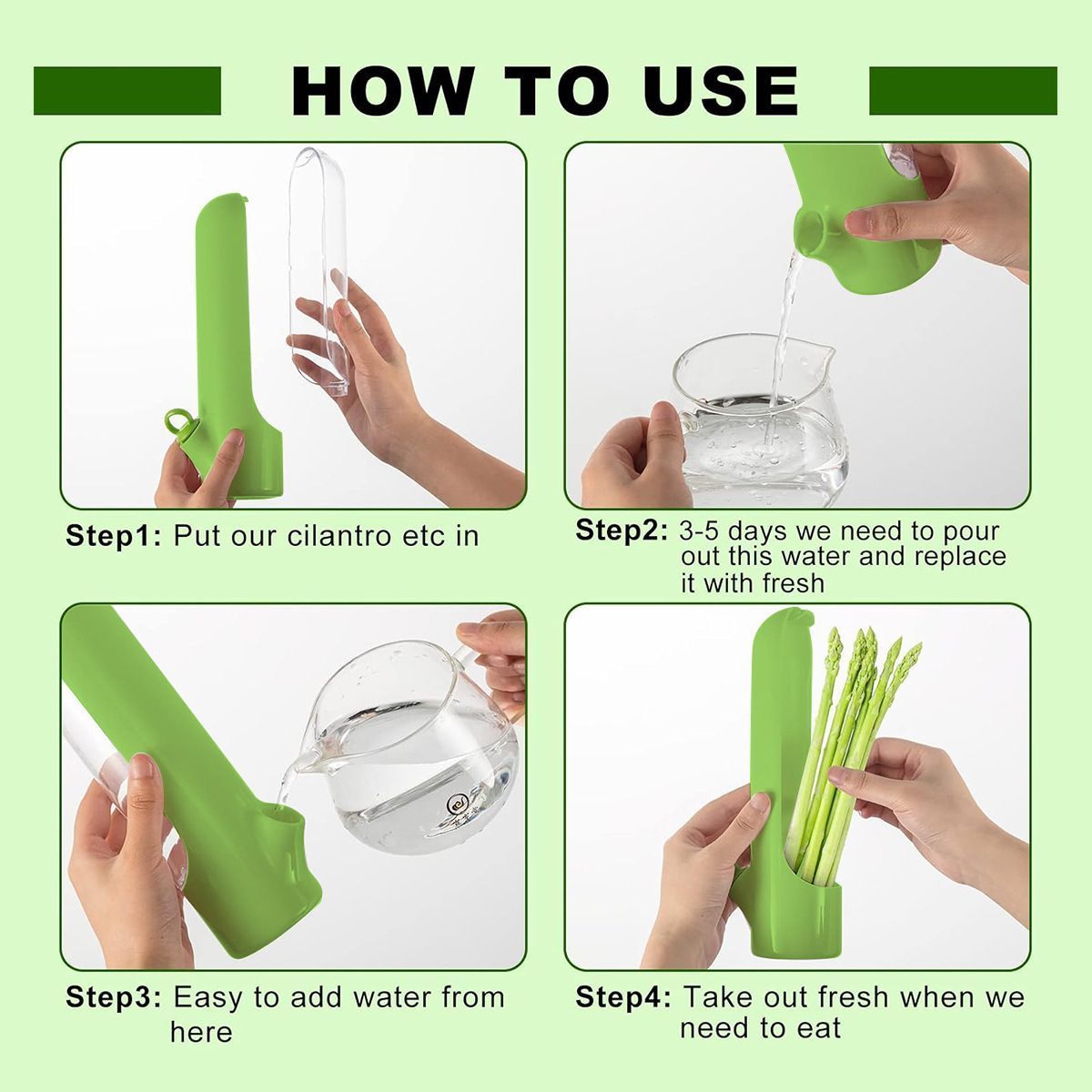 4Pcs Herb & Vegetable Fresh Storage Containers-green