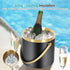 3L Stainless Steel Double-Wall Vacuum Ice Bucket with Lid & Tongs – Home & Commercial Champagne Cooler.(black)