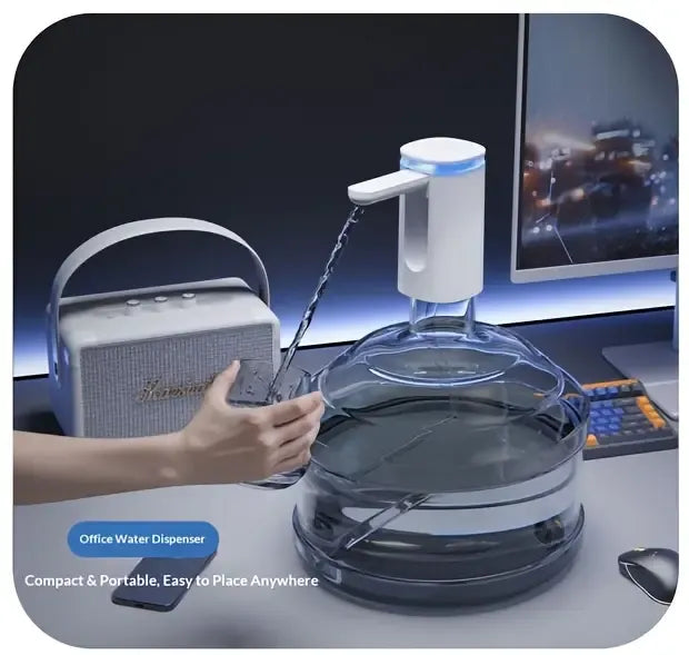 Smart Foldable Electric Water Dispenser: LCD display with night light, timed and measured dispensing, 90° auto-fold design for dust protection, Type-C fast charging with long battery life, ideal for home, office, and camping.(WHITE)