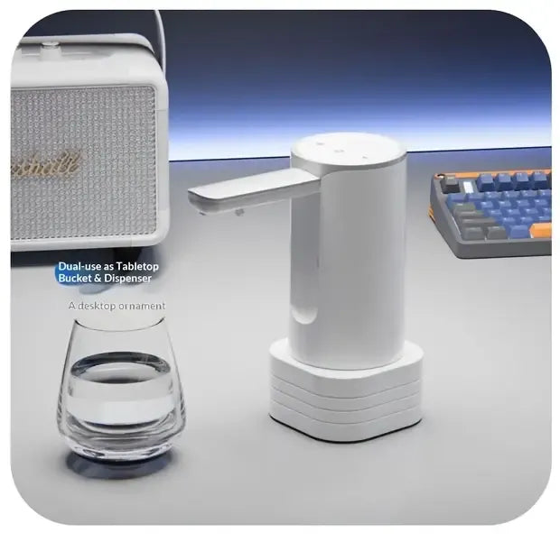 Smart Foldable Electric Water Dispenser: LCD display with night light, timed and measured dispensing, 90° auto-fold design for dust protection, Type-C fast charging with long battery life, ideal for home, office, and camping.(WHITE)