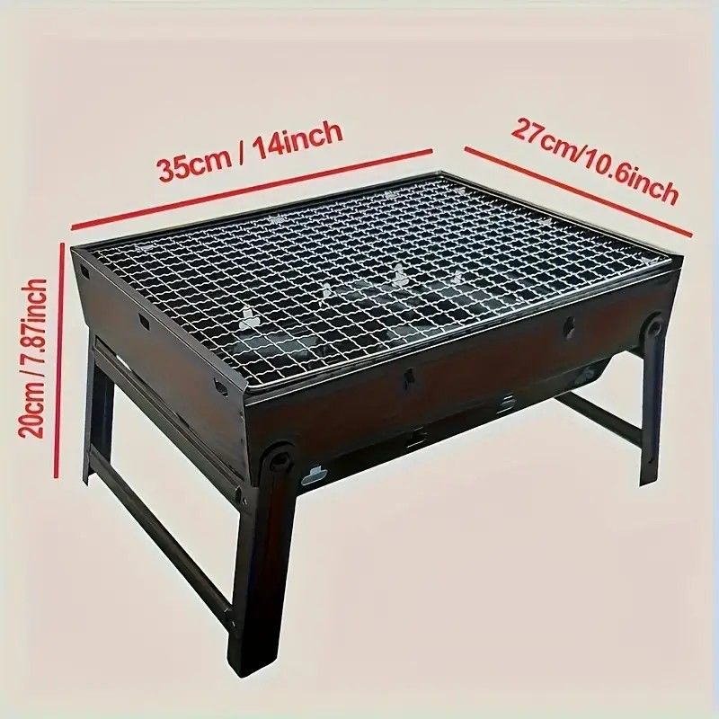 Portable Folding Grill: 4-Step Assembly, Light & Portable, Sturdy Design, Enjoy Outdoor Grilling Anytime
