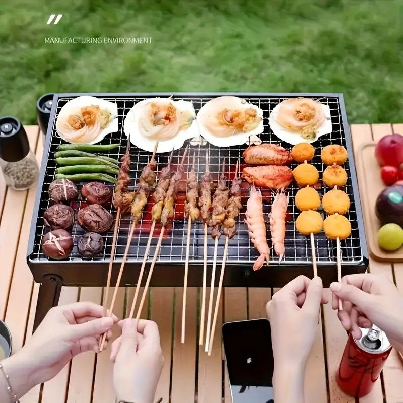 Portable Folding Grill: 4-Step Assembly, Light & Portable, Sturdy Design, Enjoy Outdoor Grilling Anytime