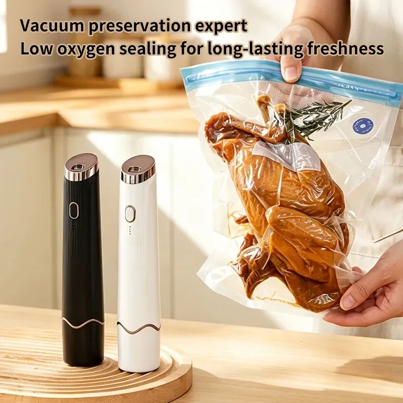 Handheld Smart Vacuum Sealer, Powerful Suction for Dry & Wet Use, Vacuum Freshness & Anti-Oxidation, Home Kitchen Food Storage Essential, Compact & Portable with Long Battery Life..(white)