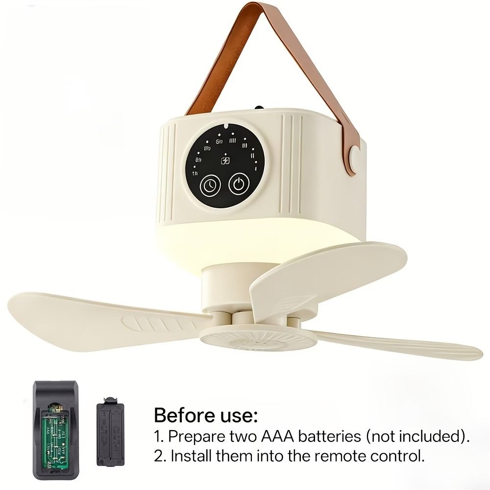 3600mAh Large Capacity Camping Fan Light, 3-in-1 Silent Illumination, 4-Speed Settings, Type-C Fast Charging, Essential Gear for Outdoor Tents.*WHITE