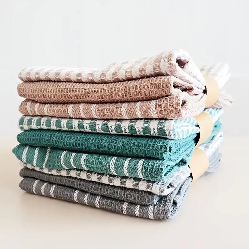 3 - piece Pure Cotton Kitchen Tea Towel Set, 20x Water - Absorbent & Non - Shedding, Eco - Safe & Fade - Resistant, Exquisite, Durable & Multi - colored./GREEN
