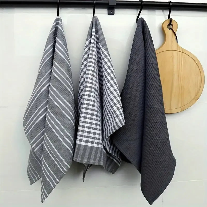 3 - piece Pure Cotton Kitchen Tea Towel Set, 20x Water - Absorbent & Non - Shedding, Eco - Safe & Fade - Resistant, Exquisite, Durable & Multi - colored./GREEN