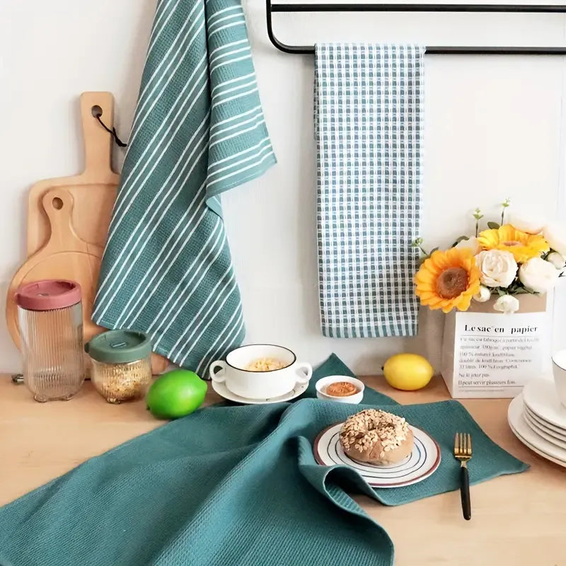 3 - piece Pure Cotton Kitchen Tea Towel Set, 20x Water - Absorbent & Non - Shedding, Eco - Safe & Fade - Resistant, Exquisite, Durable & Multi - colored./coffee color