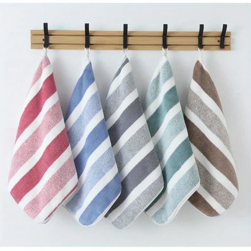 GREEN 12PCS Thick Absorbent Lint-Free Coral Fleece Kitchen Cleaning Cloth, Easily Removes Grease, Hangable for Drying