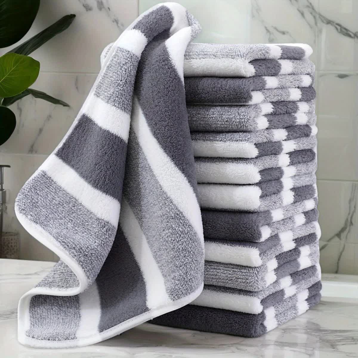 GREEN 12PCS Thick Absorbent Lint-Free Coral Fleece Kitchen Cleaning Cloth, Easily Removes Grease, Hangable for Drying