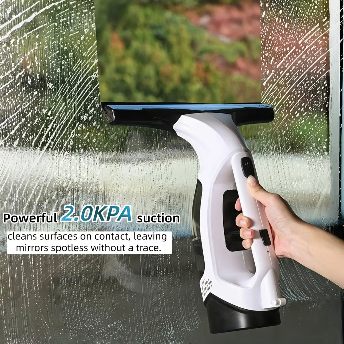 Cordless Electric Window Vacuum Cleaner: High-Powered Professional Handheld Window Cleaner, Streak-Free Cleaning for Mirrors, Shower Screens & Tiles, Anti-Drip Squeegee Vacuum Tool