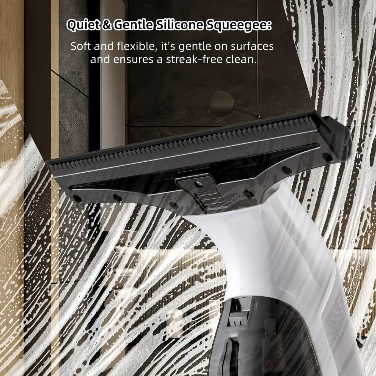Cordless Electric Window Vacuum Cleaner: High-Powered Professional Handheld Window Cleaner, Streak-Free Cleaning for Mirrors, Shower Screens & Tiles, Anti-Drip Squeegee Vacuum Tool