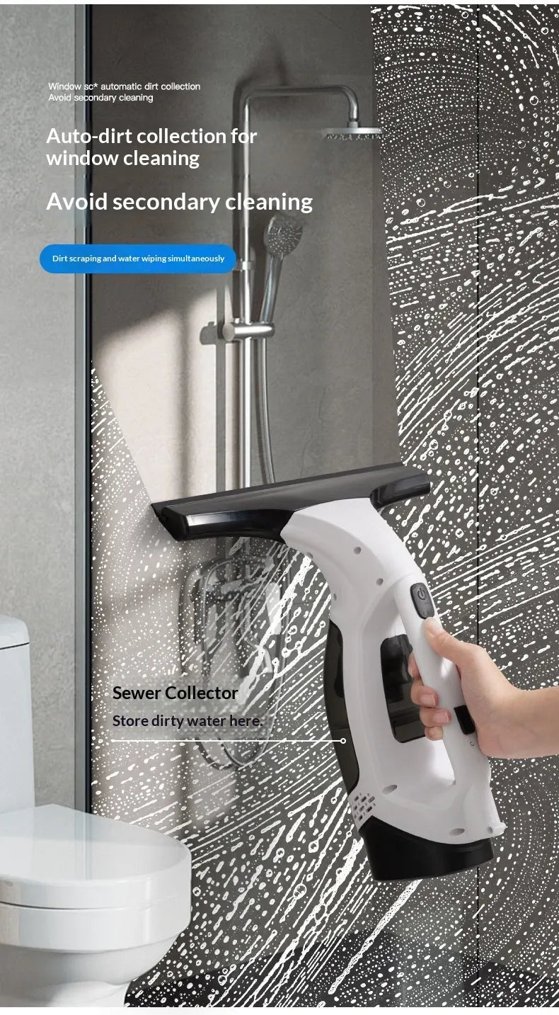 Cordless Electric Window Vacuum Cleaner: High-Powered Professional Handheld Window Cleaner, Streak-Free Cleaning for Mirrors, Shower Screens & Tiles, Anti-Drip Squeegee Vacuum Tool