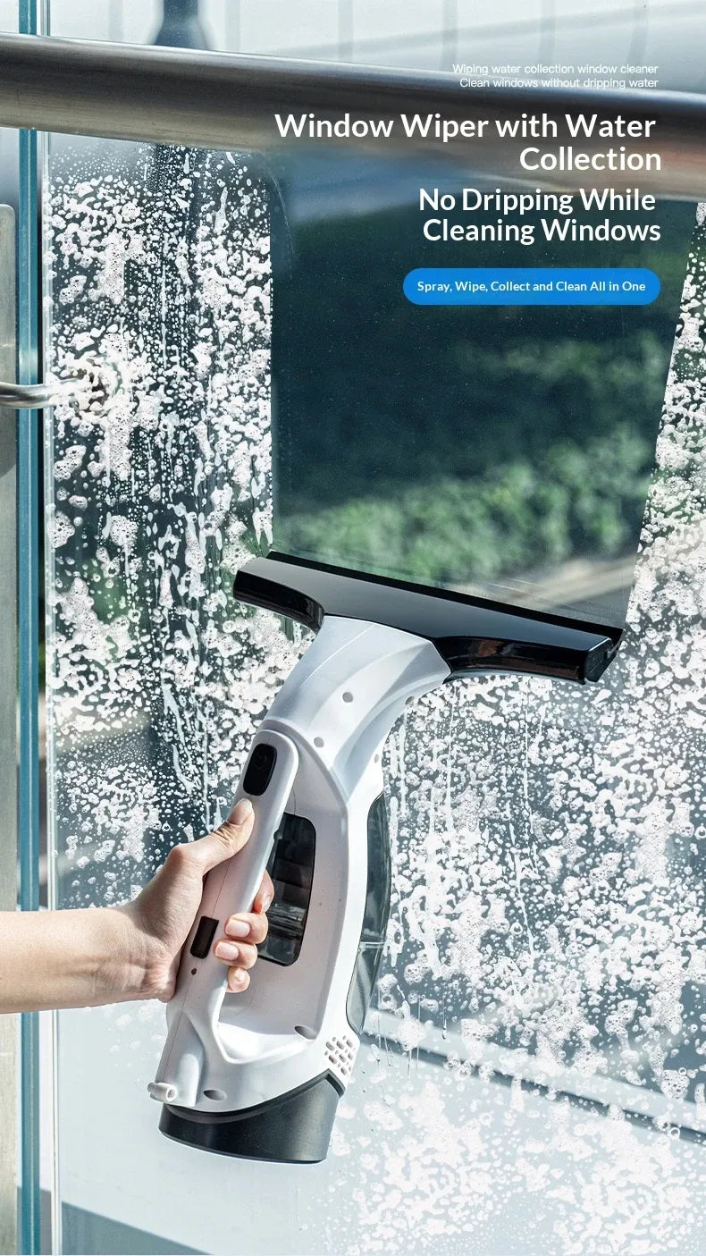 Cordless Electric Window Vacuum Cleaner: High-Powered Professional Handheld Window Cleaner, Streak-Free Cleaning for Mirrors, Shower Screens & Tiles, Anti-Drip Squeegee Vacuum Tool