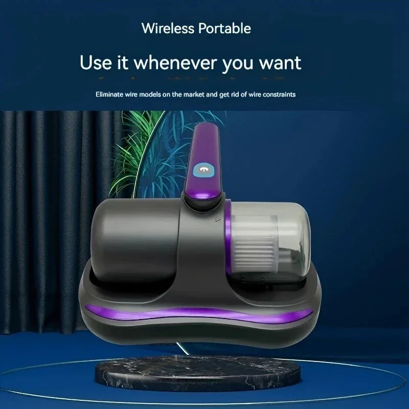 golden Wireless Mite Removal Vacuum: Blue Light Sterilization, Deep Cleaning for Beds & Cars, Long Battery Life, One-Touch Purity