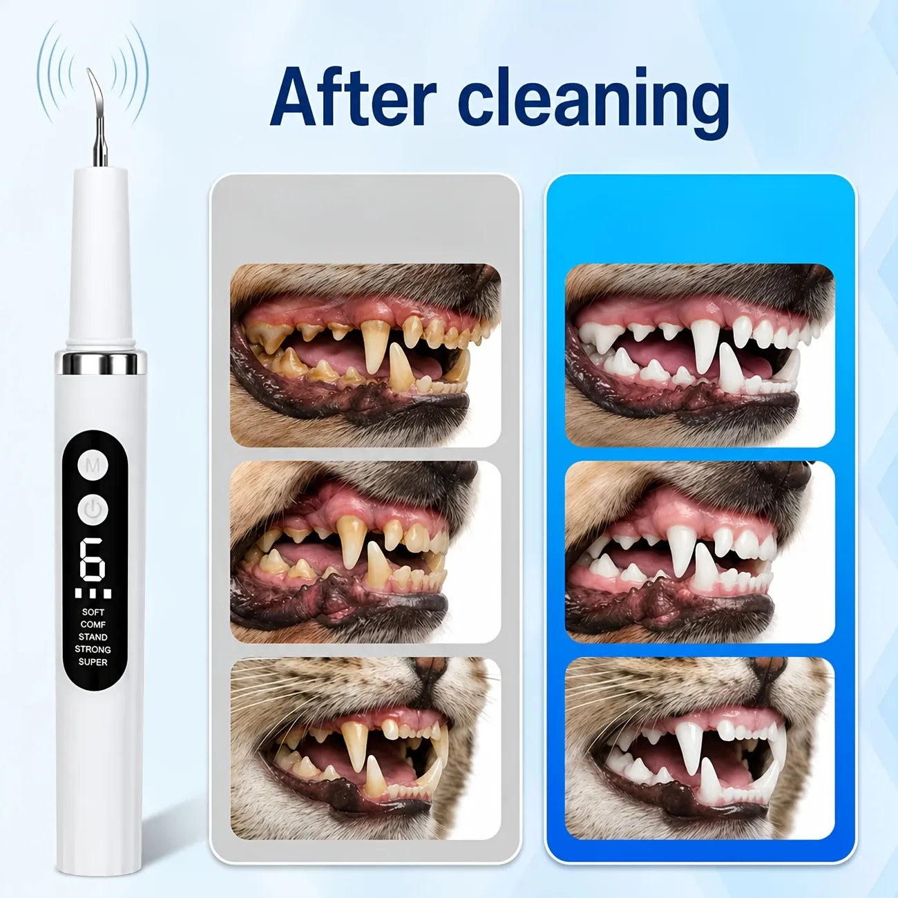Pet Electric Ultrasonic Tooth Cleaner, 38kHz, 5 Modes, USB Rechargeable, Tartar Remover for Cats & Dogs