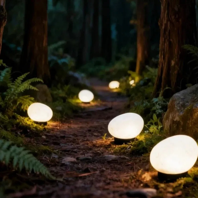 1pcs Solar simulated pebble garden light, frosted texture blends naturally, smart light control auto on/off, waterproof and weather-resistant, stable placement, ideal for garden, lawn, pathway, and landscape lighting.*white light