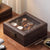 Wood Grain Faux Leather Watch Storage Box - 6-Compartment Dustproof Display Case, Soft Lined Interior, Hinged Flip-Top Lid, Suitable for Home and Retail Use, Decorative Storage Box