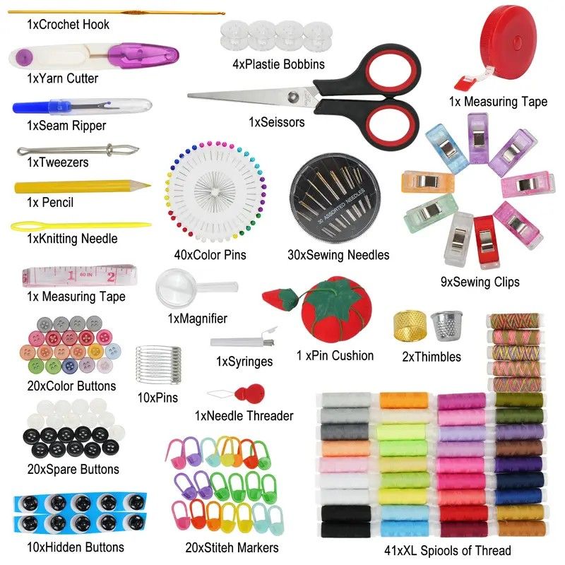 229-Piece Chili Edition Sewing Kit: 41 Color Threads + Full Accessories + Portable Case – Perfect for Home Mending, Crafts, and Gifting