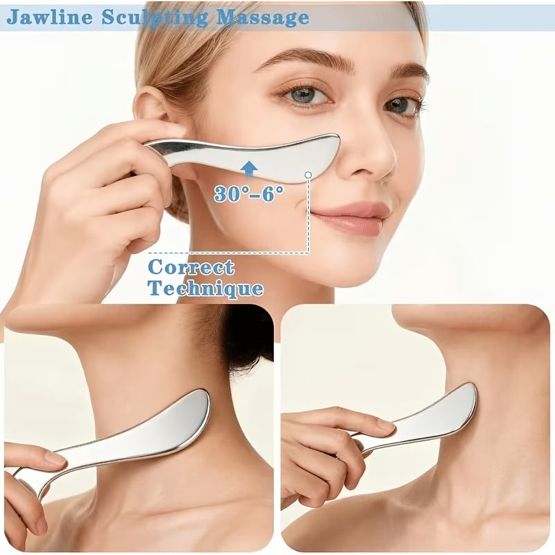 5-Piece Stainless Steel Gua Sha Scraping Tool Set (4 Scrapers + 1 Storage Pouch) – Muscle Relaxation Massage Tools, for Deep Tissue & Fascia Release, Suitable for Full Body, Face, Shoulders, Neck, Back, Legs & Hands