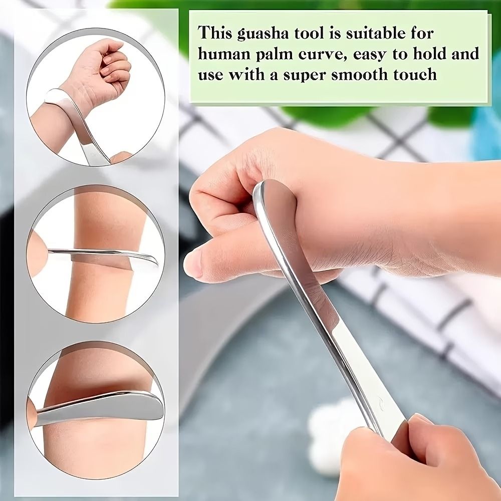5-Piece Stainless Steel Gua Sha Scraping Tool Set (4 Scrapers + 1 Storage Pouch) – Muscle Relaxation Massage Tools, for Deep Tissue & Fascia Release, Suitable for Full Body, Face, Shoulders, Neck, Back, Legs & Hands