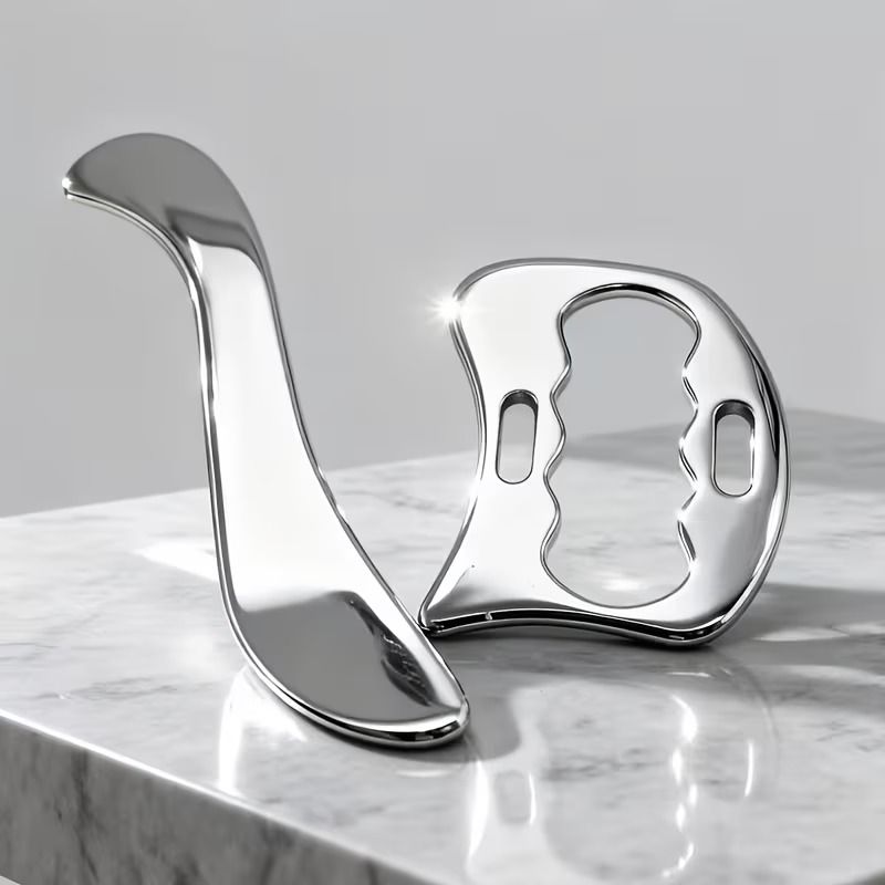 5-Piece Stainless Steel Gua Sha Scraping Tool Set (4 Scrapers + 1 Storage Pouch) – Muscle Relaxation Massage Tools, for Deep Tissue & Fascia Release, Suitable for Full Body, Face, Shoulders, Neck, Back, Legs & Hands