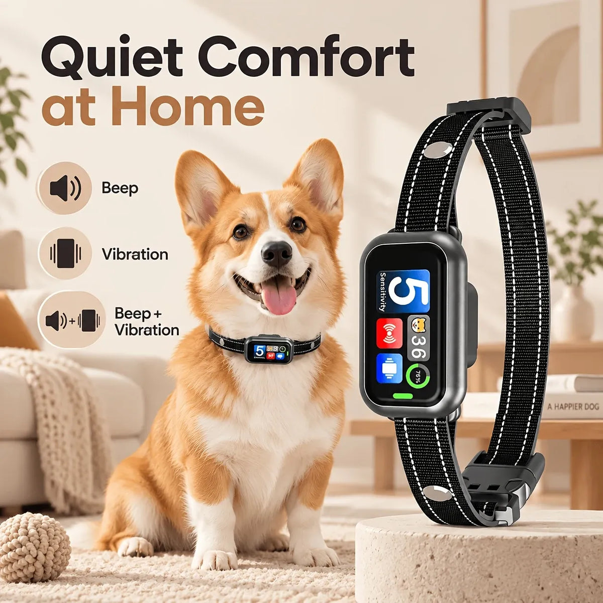 Smart Anti Bark Collar for Dogs AI Detection Beep Vibration USB Rechargeable