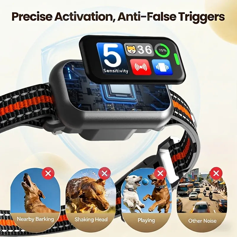 Smart Anti Bark Collar for Dogs AI Detection Beep Vibration USB Rechargeable