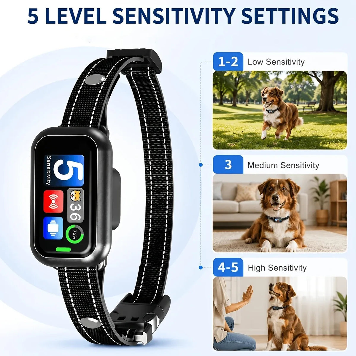 Smart Anti Bark Collar for Dogs AI Detection Beep Vibration USB Rechargeable