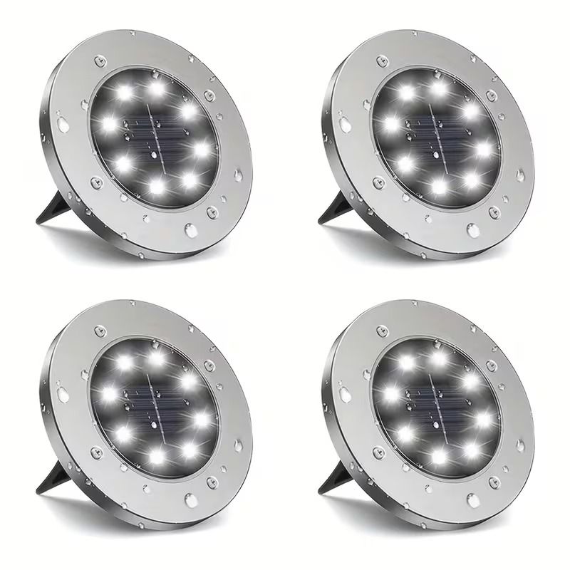4PCS Solar Outdoor Buried Light Waterproof Garden Lawn Lamp Warm Landscape Lighting No Wiring Auto Charge Night Illumination Decorative Light.*white light