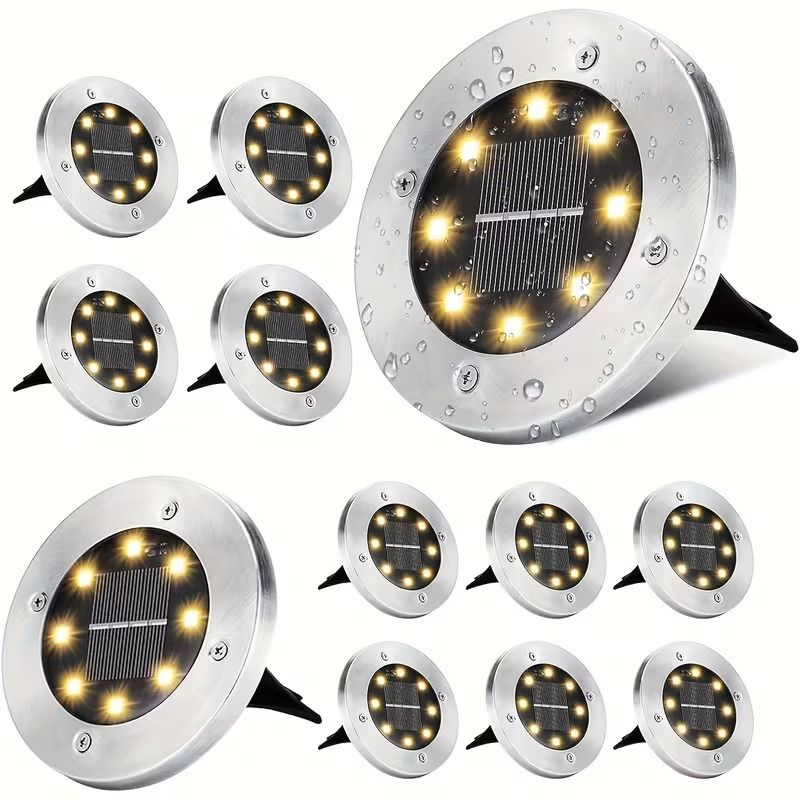 4PCS Solar Outdoor Buried Light Waterproof Garden Lawn Lamp Warm Landscape Lighting No Wiring Auto Charge Night Illumination Decorative Light.*white light