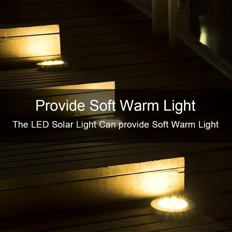 4PCS Solar Outdoor Buried Light Waterproof Garden Lawn Lamp Warm Landscape Lighting No Wiring Auto Charge Night Illumination Decorative Light.*white light