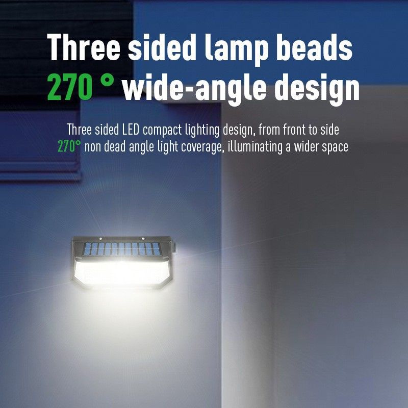 218LED Solar Sensor Wall Light, Smart Light Control, 270° Wide-Angle Illumination, Three Sensing Modes, Energy Saving and Eco-Friendly, No Wiring Installation, Top Choice for Outdoor Security