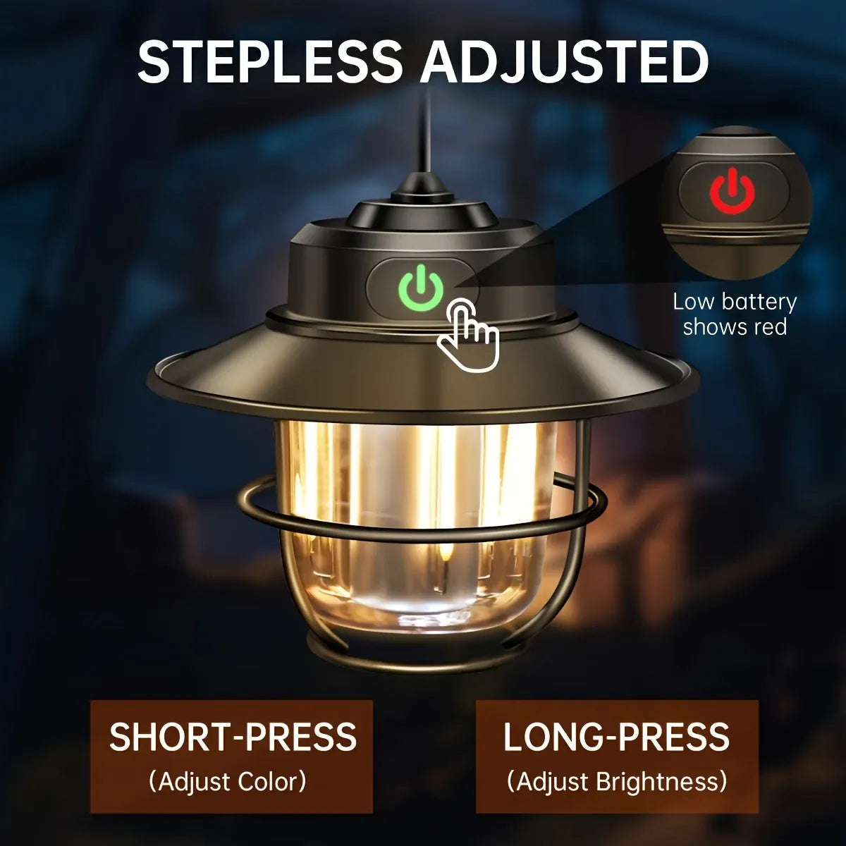 2PCS Portable Rechargeable Camping Lantern, 4 Light Modes Adjustable Brightness IP65 Waterproof LED Tent Light for Camping Fishing Hiking Power Outage Emergency