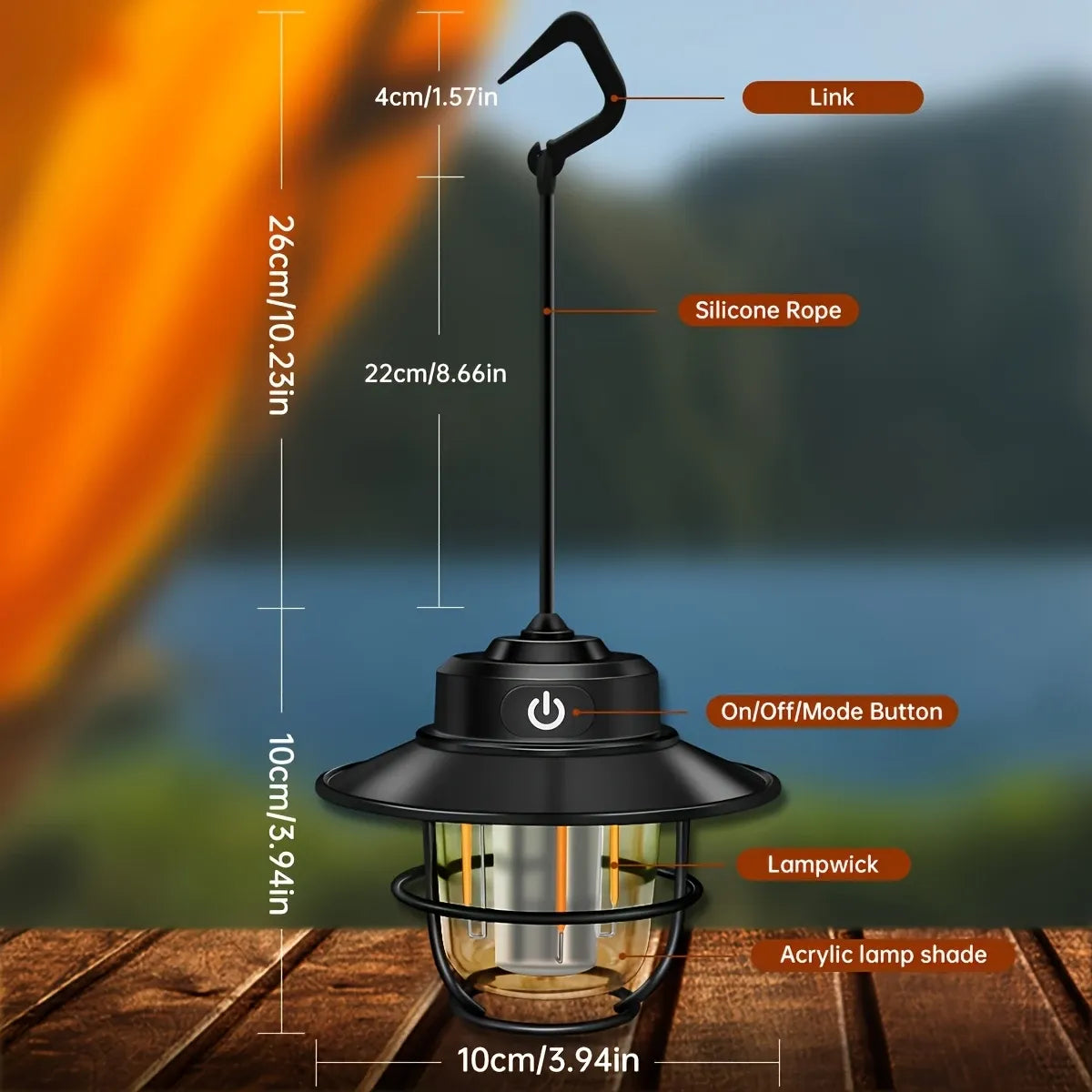 2PCS Portable Rechargeable Camping Lantern, 4 Light Modes Adjustable Brightness IP65 Waterproof LED Tent Light for Camping Fishing Hiking Power Outage Emergency