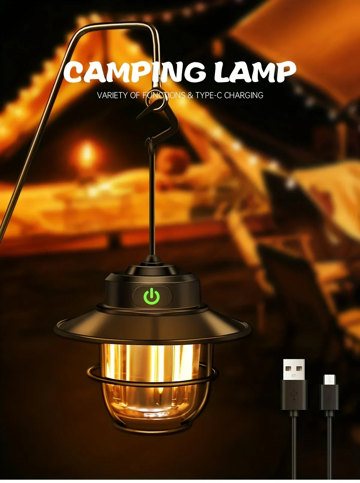 2PCS Portable Rechargeable Camping Lantern, 4 Light Modes Adjustable Brightness IP65 Waterproof LED Tent Light for Camping Fishing Hiking Power Outage Emergency