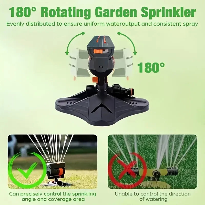 1-pack garden sprinkler with 16 nozzles, 180° rotatable adjustable head, automatic irrigation system, wide coverage, easy installation, no electricity needed, ideal for lawn and garden watering.