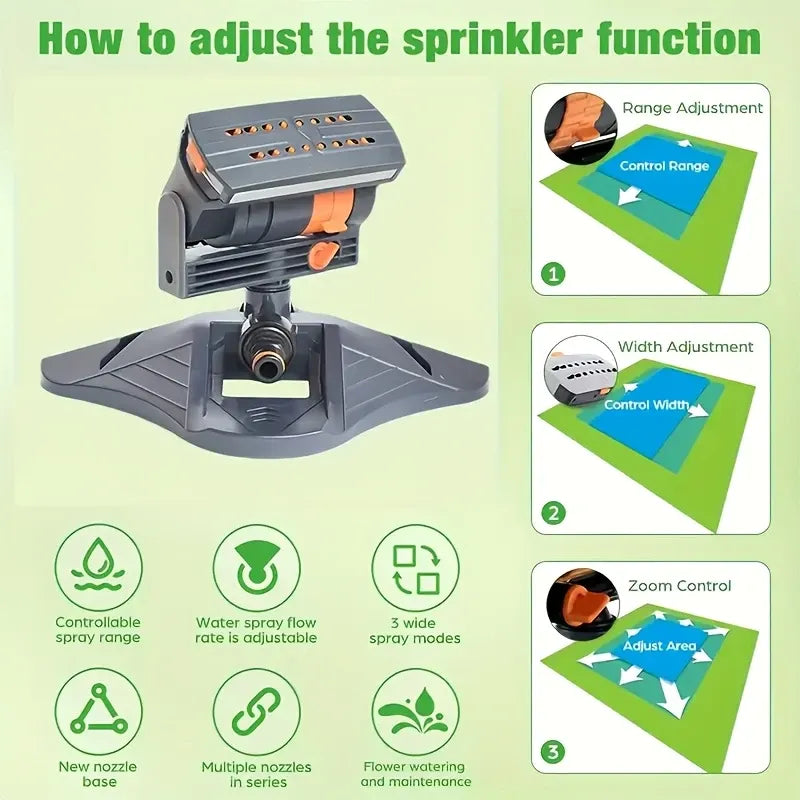 1-pack garden sprinkler with 16 nozzles, 180° rotatable adjustable head, automatic irrigation system, wide coverage, easy installation, no electricity needed, ideal for lawn and garden watering.