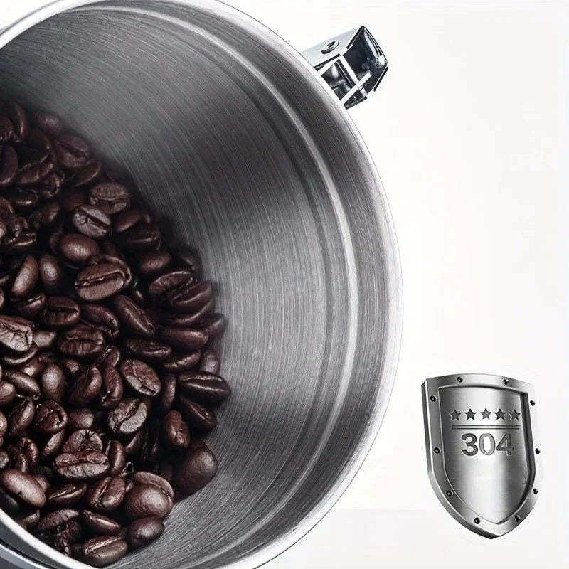 1500ml 304 Stainless Steel Coffee Canister Airtight Coffee Bean Storage Jar with Wood Grain Lid and Scoop