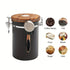1500ml 304 Stainless Steel Coffee Canister Airtight Coffee Bean Storage Jar with Wood Grain Lid and Scoop