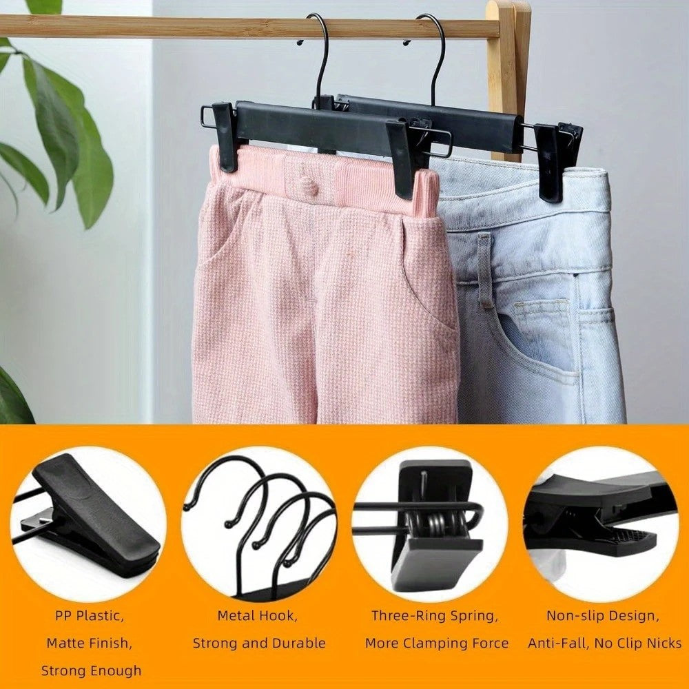 20pcs Super Anti-Slip Pants Hangers with Clips, Thickened Plastic Dual-Use Skirt/Pants Hangers, Seamless Anti-Mark Home Drying Racks, Wardrobe Organizer Essential.